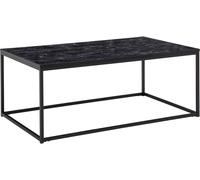 WOHNLING Table basse 100x60x40 cm avec aspect marbre noir, table de salon avec piétement métal, table basse d'angle table de salon, table d'appoint