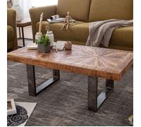 Table basse en bois massif mangue WOHNLING - Design industriel - 105x55cm - Marron