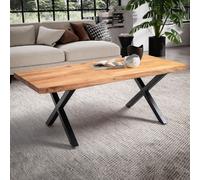 WOHNLING Table basse 120 cm en acacia massif Table de salon Arête d'arbre