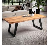 WOHNLING Table basse 120 cm en acacia massif Table de salon Arête d'arbre