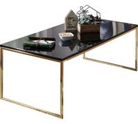 WOHNLING Table basse 120x45x60 cm métal bois Table de salon noire / dorée, rectangulaire