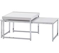 WOHNLING Table basse 2 pièces bois / métal Table basse d'angle blanche moderne, Table d'appoint 2 pièces, Tables de salon design, Tables gigognes en bois