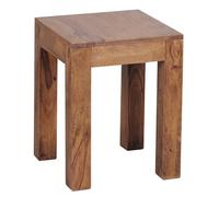 WOHNLING Table Basse 35x35x45 cm Bois Massif Sheesham Marron Foncé | table de salon au style campagne, bout de canapé massif avec unique veinure, pièce unique faite main, table à café bois