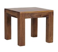 WOHNLING Table Basse 45x45x40 cm Bois Massif Sheesham Marron Carrée | table de salon jusqu'à 50 kg, table d'appoint massive avec veinure, pièce unique faite main, bout de canapé pour salon