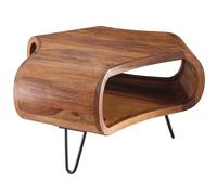 WOHNLING Table Basse 55x55x38 cm Bois Massif Sheesham avec Étagère