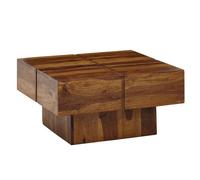 WOHNLING Table Basse 57,5x57,5x30 cm Table Basse en Bois de sesham Massif carré | Table de Salon Design Table Basse Solide | Petite Table de Salon Moderne
