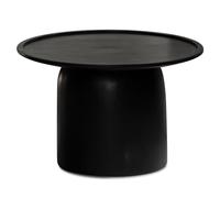 Wohnling Table basse 60 x 60 x 40 cm en bois massif de mangue - Noire - Table de salon ronde - Design avec bord surélevé - Table basse de salon moderne avec armature à tambour