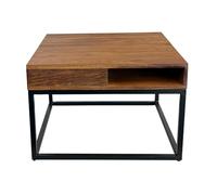 Wohnling Table basse 60 x 60 x 40 cm en bois massif Sheesham / métal - Table basse carrée - Table de salon avec espace de rangement - Petite table d'appoint pour salon - Moderne - Carré