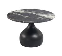 WOHNLING Table Basse 60cm Aluminium avec Plateau en marbre Noir - Table de Salon Ronde - Table d'appoint Design - Table de Lounge Moderne - Table d'appoint élégante Salon Fait Main