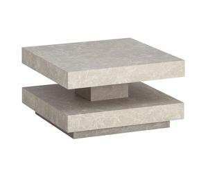 WOHNLING Table Basse 60x60x34 cm Sable Effet Pierre avec Rangement | table de salon carrée avec étagère, table lounge beige, bout de canapé avec place pour télécommande et déco