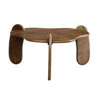 Wohnling Table basse 78 x 78 x 39,5 cm en bois massif mangue couleur noyer Table basse à trois pieds organique Design Table basse Salon moderne avec grain de bois naturel