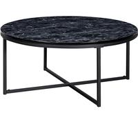 Table basse ronde 80x80x36 cm aspect marbre et métal noir