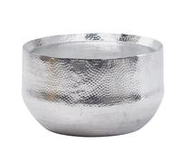 WOHNLING Table basse aluminium argent 60x60x35 cm Table de salon martelée, Table basse design ronde alu orientale, Table basse ronde métal petit modèle