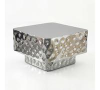 WOHNLING Table Basse Aluminium Carrée 60cm Argent - Table de Salon Design martelée - Table de Salon Moderne - Table de canapé martelée - Table d'appoint Salon Faite à la Main