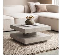WOHNLING Table Basse Canapé de Salon 60 cm Aspect Pierre Carré Rangement Beige