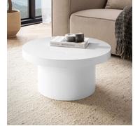 WOHNLING Table Basse Canapé de Salon 60 cm Petite Ronde Moderne Blanc Brillante