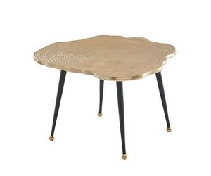 WOHNLING Table Basse de Salon Métal 64x64x37 cm Disque d'arbre Aluminium Or | Petite Table de Canapé | Design Table d'appoint Style Moderne