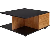 WOHNLING Table basse design 70x70 cm anthracite / chêne sable, table de salon avec 2 tiroirs, table basse à roulettes, table avec 2 compartiments