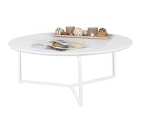 WOHNLING Table Basse Design Cadre en métal Blanc Mat Bois MDF ø 80 cm | Table Basse Table Basse laquée Moderne | Table Basse Table Ronde Salon