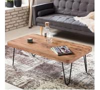 Table basse en bois massif Acacia - WOHNLING - 115 x 60 x 40cm - Meuble de salon - Classique - Marron clair