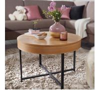 WOHNLING table basse design table de salon en chêne pieds en métal table de rangement