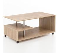Wohnling Table Basse Design WL5.735-105 x 48,5 x 60 cm - Sonoma - Rotative - avec roulettes - pour Salon, café, Salon - en Bois - avec Espace de Rangement