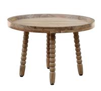 WOHNLING Table Basse en Bois d'acacia Massif 60cm Ronde - Table de Salon Design Table de canapé en Bois - Table Basse Pieds décoratifs - Table d'appoint Massive Faite à la Main