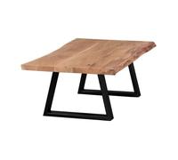 WOHNLING table basse en bois massif acacia bois | Table basse 115 x 40 x 61 cm | Table d'appoint dans un style pattes en métal