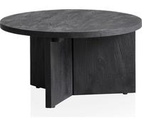 Table Basse - WOHNLING - Bois Massif - Ronde - Noir - Moderne