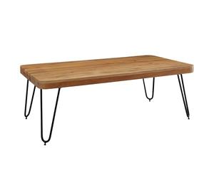 WOHNLING Table Basse en Bois Massif Table Acacia 115 cm de Large Salle à Manger Jambes Table Design en métal de Style campagnard