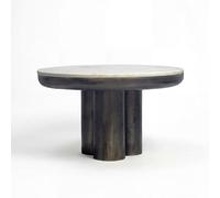 WOHNLING Table basse en métal avec plateau en marbre blanc 60cm Rond - Table de salon design en aluminium - Table basse lounge en aluminium avec pied colonne - Table d'appoint moderne - Table à café é