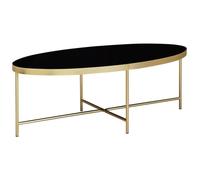 WOHNLING table basse en verre noir salon table ovale 110 x 56 table en verre or