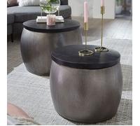 WOHNLING table basse lot de 2 table de salon en bois métal table gigogne moderne argent
