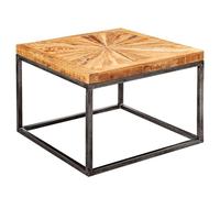 WOHNLING Table Basse Mangue en Bois Massif 55x40x55 cm avec Structure en métal | Table de Salon carrée au Design Industriel Table Basse Moderne et Solide