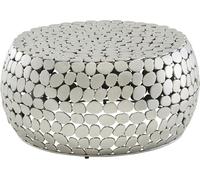 WOHNLING Table basse métal argent 66x66x32 cm Table basse aluminium, Table de salon design ronde, Petite table basse moderne, Table d'appoint salon
