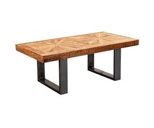 WOHNLING Table Basse Moderne en Bois Massif de manguier 105x40x55 cm, Table de Salon au Design Industriel, Table de canapé en Bois et métal, Table de Salon Rustique