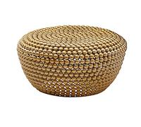 WOHNLING Table Basse Ronde 60x60x30 cm Aluminium Dorée Métal | table de salon orientale, table à café alu plate, bout de canapé fait main, chaque pièce est unique