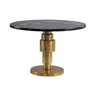 WOHNLING Table Basse Ronde 60x60x39 cm Aluminium Dorée Marbre Noire | table de salon avec foncée plateau en pierre naturelle, bout de canapé élégant, table d'appoint avec place pour déco