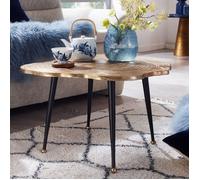 Table basse forme tronc d'arbre 64x64x37 cm en aluminium doré