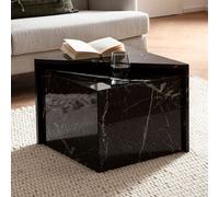WOHNLING Table basse set de 2 MONOBLOC Noir brillant Table de salon aspect marbre