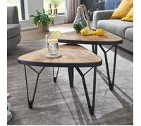 WOHNLING Table Basse Lot de 2 Triangulaire Manguier Massif Acacia Marron