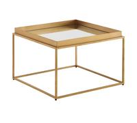 WOHNLING Table basse verre métal 60x60x41 cm Table basse or miroir, Table de salon design carrée, Petite table basse moderne verre miroir, Table d'appoint salon