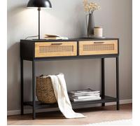 WOHNLING Table Console Noir 100 cm Table d'ordinateur Table du Couloir Tiroirs