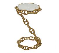 WOHNLING Table d'appoint 31 x 31 x 51 cm Marbre Métal Or Fait Main