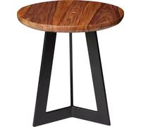 WOHNLING Table d'appoint 35 x 37 x 35 cm WL5.665 Bois de Sheesham Table basse en métal, style industriel Tabouret en bois véritable Salon, Table basse en bois Pieds en métal, Table d'appoint Table déc
