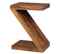 WOHNLING Table d'appoint 44x30x59 cm Sheesham Massif Forme S, Table Basse | table de salon au style campagne, table d'appoint marron massive, pièce unique faite main, table d'appoint pour salon