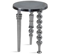 WOHNLING Table d'appoint 44x44x63 cm aluminium avec trois pieds différents, table de salon tripode en métal, table décorative ronde argentée, table basse en aluminium moderne, petite table de salon