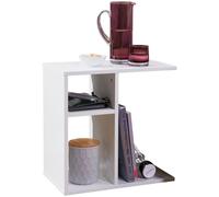 WOHNLING Table d'appoint 50x50x30 cm bois blanc Design Table d'appoint canapé, Table basse petite moderne, Petite table de salon carrée, Table basse haute de rangement, Table étroite de salon