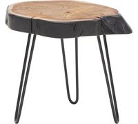 WOHNLING Table d'appoint acacia massif / métal industriel 40x40x32cm bord d'arbre, table de salon table basse pieds en épingle à cheveux massifs, petite table d'appoint salon