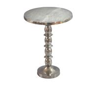 WOHNLING Table d'appoint Argent 40cm Aluminium Table Ronde - Table d'appoint Finition Brute - Table Basse Design Table Décorative - Table en Métal Orientale Moderne - Table de Canapé Faite à la Main